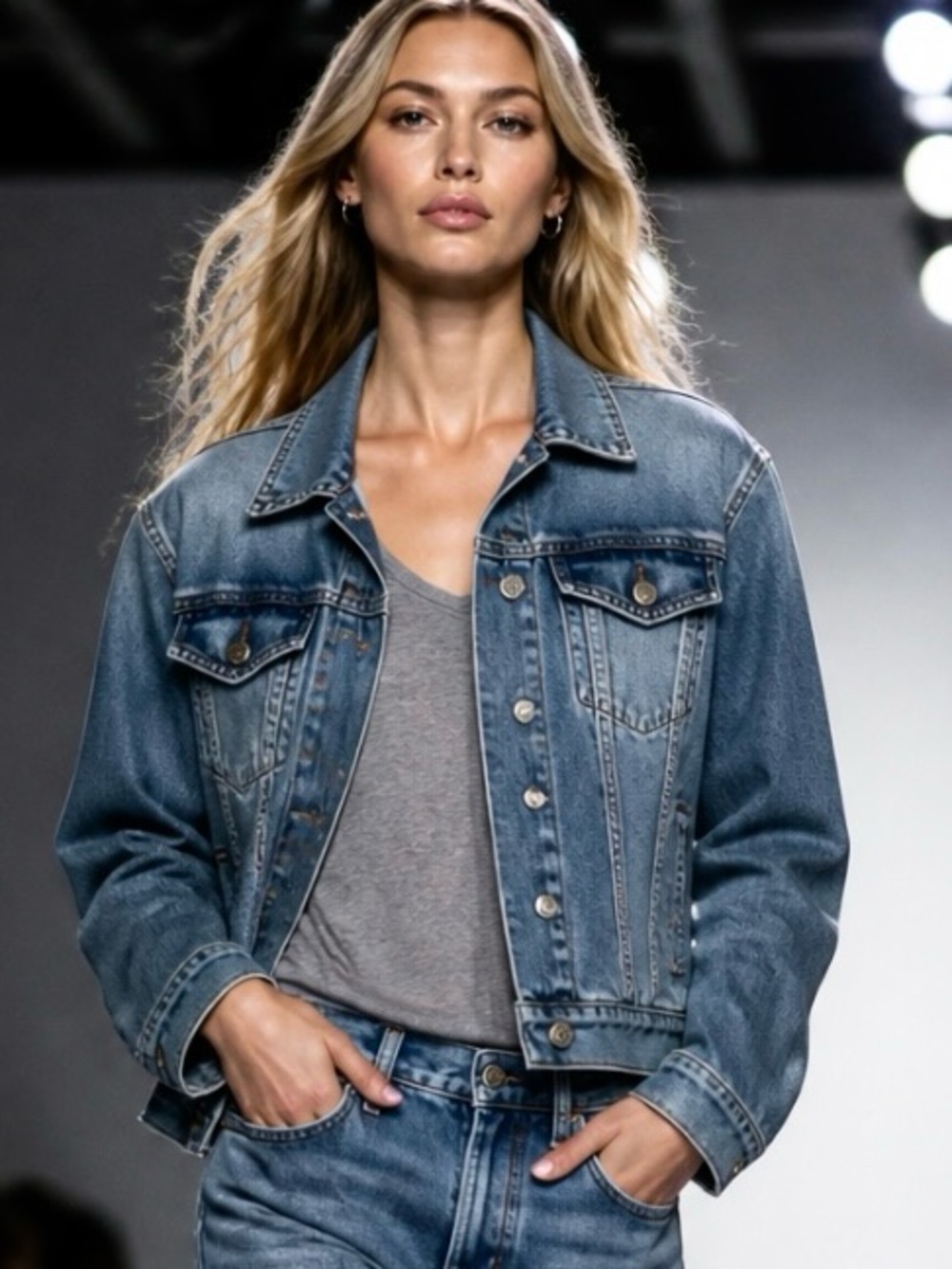 Celebrity Pink Blue Denim Jacket